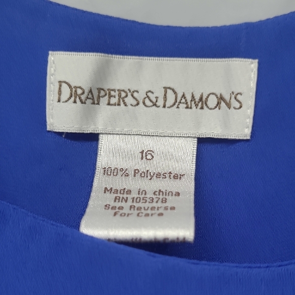 Draper’s & Damon’s Royal Blue Chiffon Skirt Set 16 Flowy A-Line Resort Wedding - Picture 3 of 15